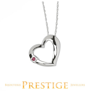 ELLE Sterling Silver Rhodium Plated Floating Heart Pendant with Rope Chain