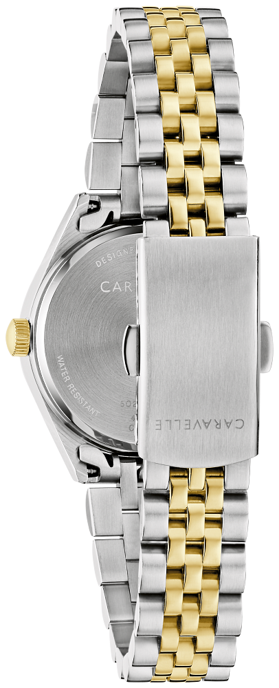 Bulova Ladies Caravelle Classic Two-Tone Stainless Steel Case, Two-Tone Stainless Steel Bracelet, Silver-White Dial, WR 30M