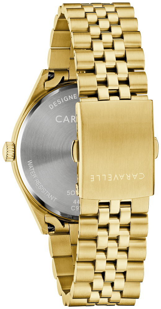 Bulova Mens Caravelle Classic Gold-Tone Stainless Steel Case, Gold-Tone Stainless Steel Bracelet, Champagne Dial, WR 30M