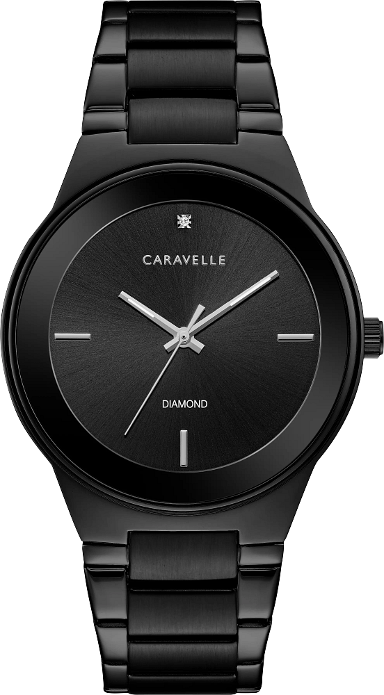 Bulova Mens Caravelle Modern Black Stainless Steel Case, Black Stainless Steel Bracelet, Black Dial, WR 30M