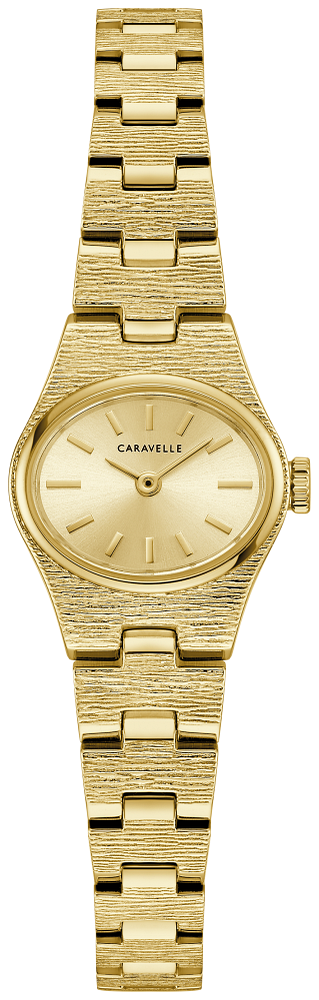 Bulova Ladies Caravelle Vintage Dress Gold-Tone Stainless Steel Case, Gold-Tone Stainless Steel Bracelet, Champagne Dial, WR 30M