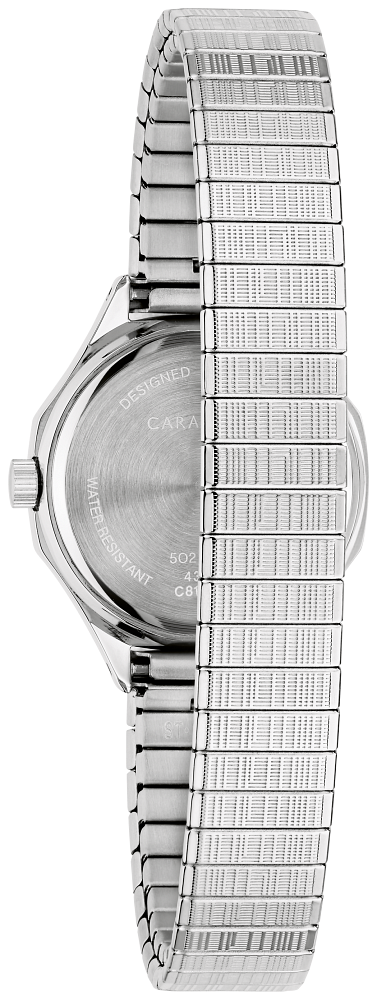 Bulova Ladies Caravelle Vintage Dress Silver-Tone Stainless Steel Case, Silver-Tone Stainless Steel Expansion, Silver-White Dial, WR 30M