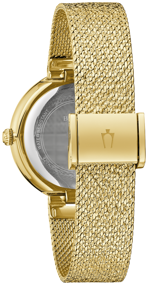 Bulova Ladies BULOVA Champagne Gold-Tone Stainless Steel Case, Gold-Tone Stainless Steel Bracelet, Champagne Dial, WR 30M