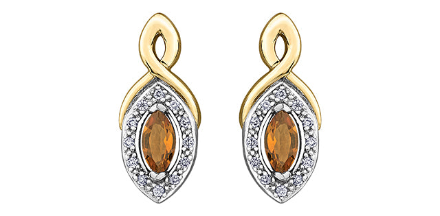 Ladies 10KTY Citrine Earrings 24=0.06CT