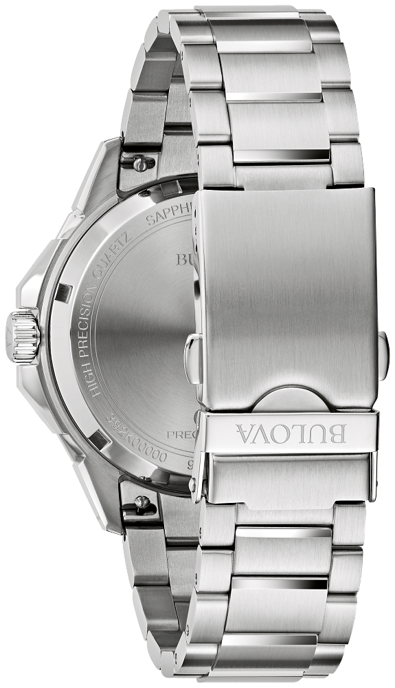 Bulova Mens Marine Star Series C Silver-Tone Stainless Steel Case, Silver-Tone Stainless Steel Bracelet, White Dial, WR 200M