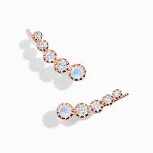 MoonMagic 925 & 14KT Rose Gold Vermeil Moonstone Earrings - Arise Climbers