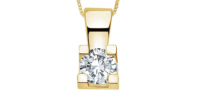 Round Diamond Pendant 14KT Gold