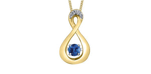 Pulse 10KTYW Sapphire & Diamond Infinity Pendant 4=0.01CT With Chain