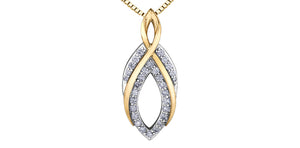 Ladies 10KTYW Diamond Pendant 26=0.208CT 4=0.015CT With Fine Chaine