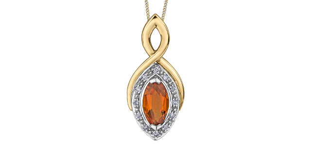 Ladies 10KTY Citrine Pendant 12=0.06CT With Chain