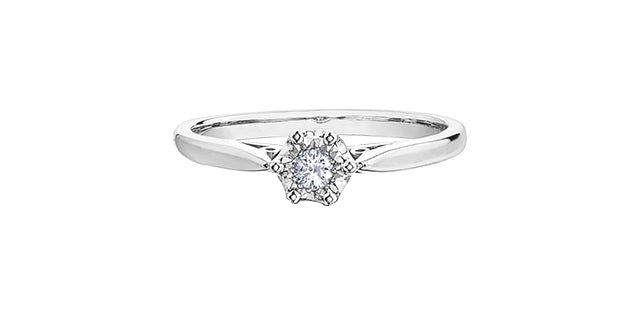 Ladies 10 Karat Gold Illuminaire Diamond Solitaire 1=0.07CT