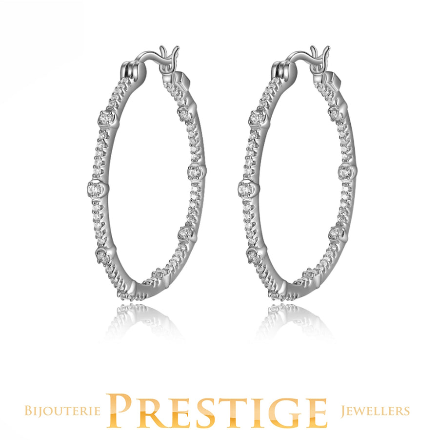 ELLE 925 Rodeo Drive CZ Station Hoop Earrings