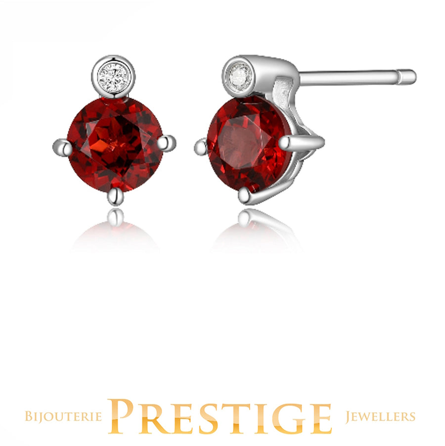 ELLE "BIRTHSTONE" JAN RHODIUM PLATED GENUINE 5MM ROUND GARNET