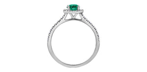 Ladies 10KT White Gold Emerald &  Diamond Ring 38=0.26CT