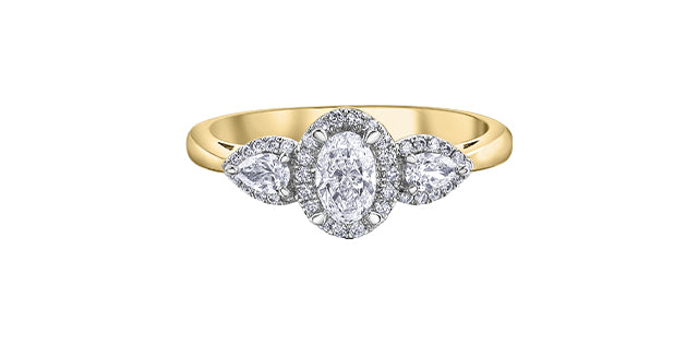 Ladies 10 Karat Gold Engagement Ring 1=0.30CT 2=0.16CT 40=0.156CT