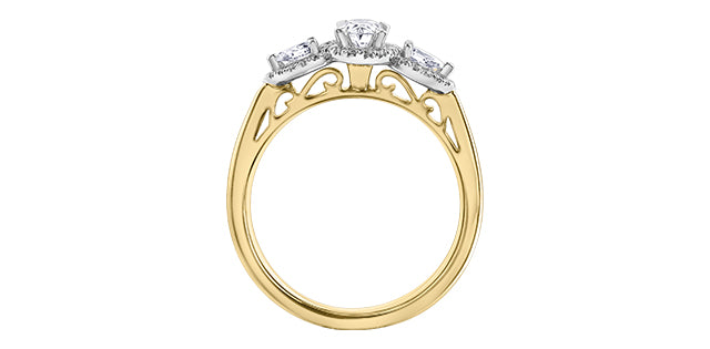 Ladies 10 Karat Gold Engagement Ring 1=0.30CT 2=0.16CT 40=0.156CT