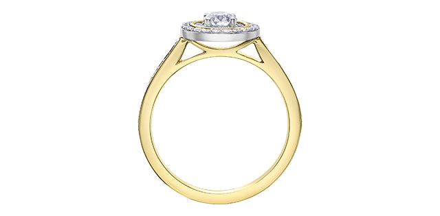 Engagement Ring 14 Karat Yellow Gold  - Maple Leaf Canadian Diamond