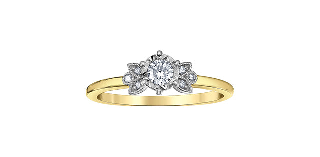 Engagement Ring 10 Karat Gold Natural Diamonds