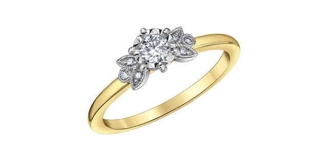 Engagement Ring 10 Karat Gold Natural Diamonds