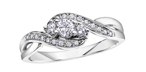 Ladies 10 Karat Gold Trinity Diamond Engagement Ring (0.33CT TDW)