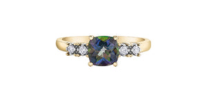 Mystic Topaz & Diamond Ring 10 Karat Gold