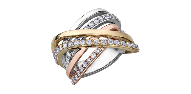 10 Karat Gold Tri Colour Diamond Ring (1.00CT TDW)