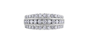 10 Karat Gold Triple Diamond Row Ring