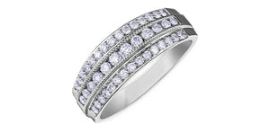 10 Karat Gold Triple Diamond Row Ring