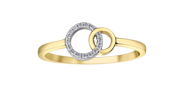 Ladies 10 Karat Gold Double Circle Diamond Ring (0.04CT TDW)