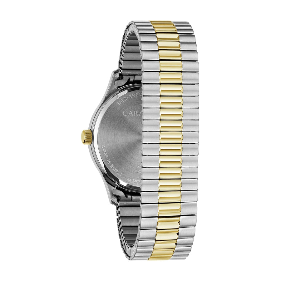 Bulova Mens Caravelle Traditional Duets Stainless Steel GP Two-Tone Expansion WR30