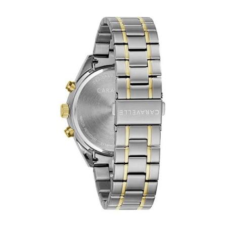 Bulova Mens Caravelle Sport Stainless Steel GP Blue Face Two-Tone WR50