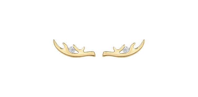 10KTY Antler Canadian Diamond Earrings (0.04TDW)