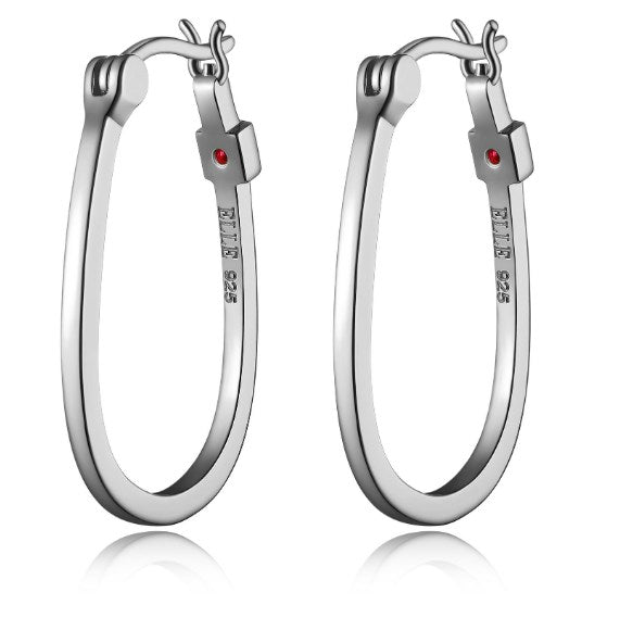 SS ELLE "TRINITY" RHODIUM PLATED 26X17MM OVAL HOOP