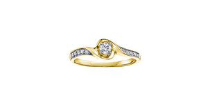 Engagement Ring 10KT Yellow Gold & Canadian Diamond 1=0.11CAN 10=0.09CT