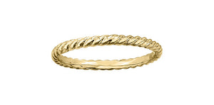 Ladies 10 Karat Yellow Gold 1.5mm Stackable Rope Ring