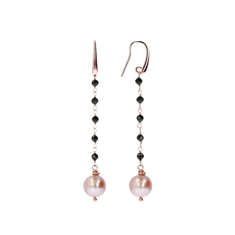 Bronzallure Dangle Earrings With Black Spinel & Pearl