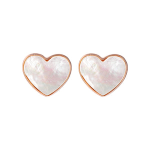 Bronzallure Flat Heart Stone Button Earrings
